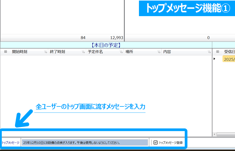 トップメッセージ画面